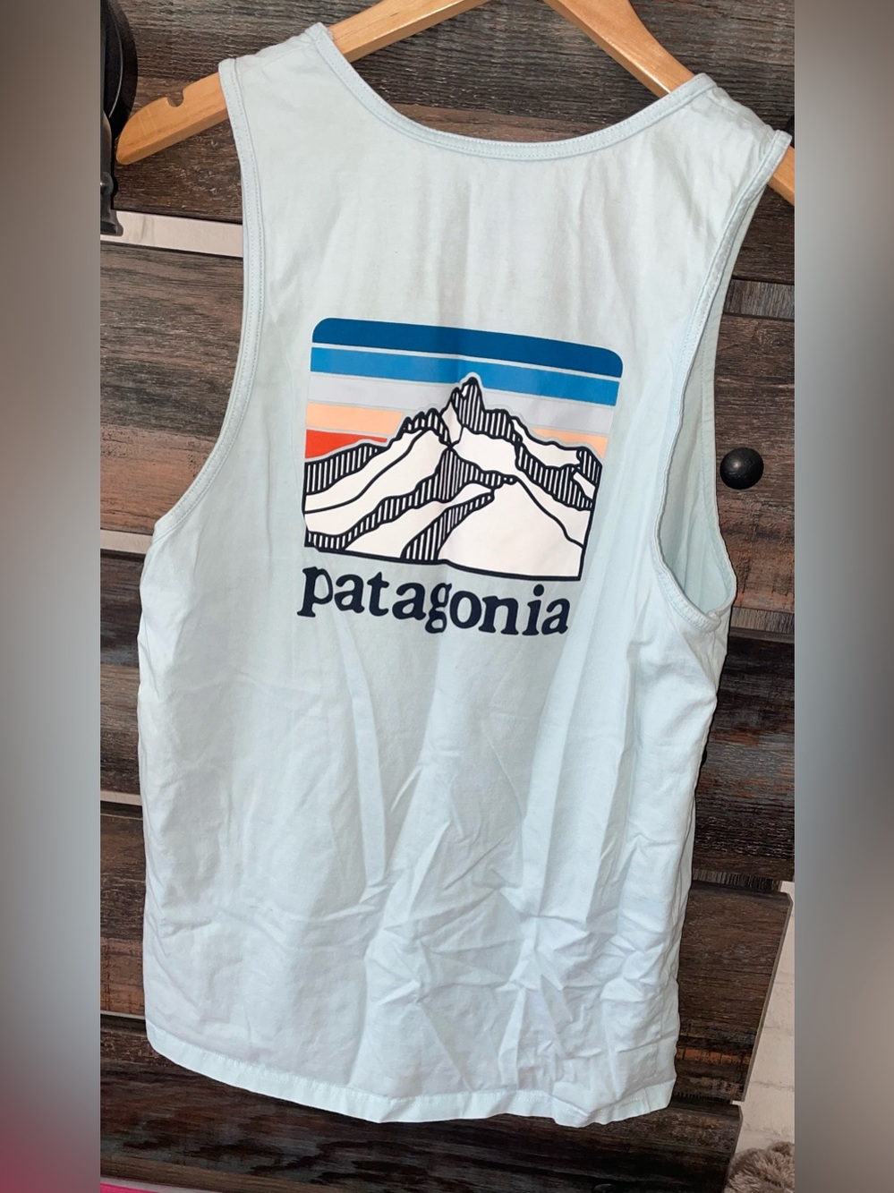 Patagonia line logo ridge organic cotton tank top men’s S small light blue shirt - Picture 3 of 6